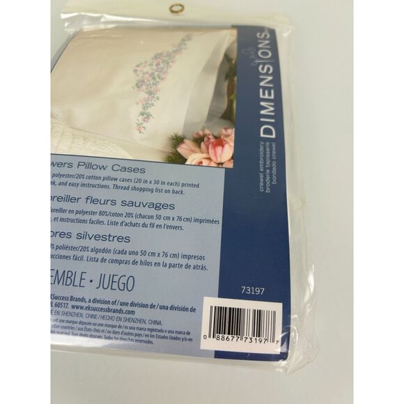 Dimensions #73197 WILDFLOWERS Set of Stamped Pillowcases Embroidery Kit - Picture 5 of 9